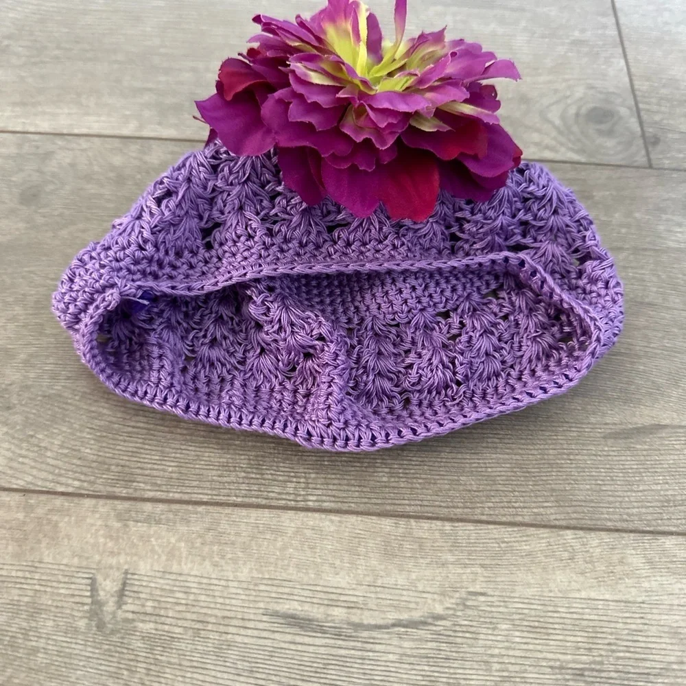 Hand crochet stretch 3-12 months baby girl boho floral hat